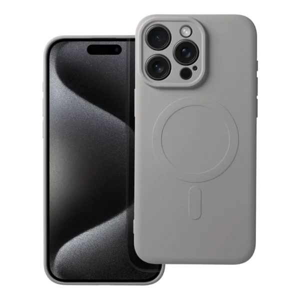 Θήκη Silicone Mag Cover case compatible with MagSafe for Apple iphone 15 Pro Max grey titanium