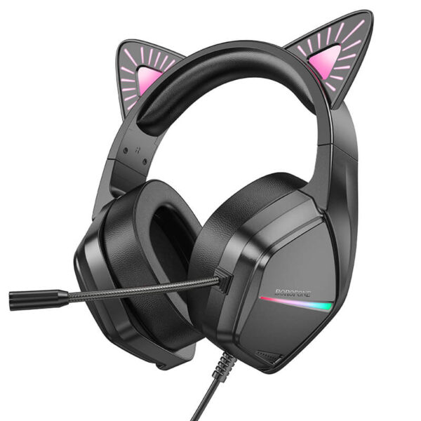 Headphones Borofone BO106 Cute Cat Ear Gaming Phantom Cat μαύρο