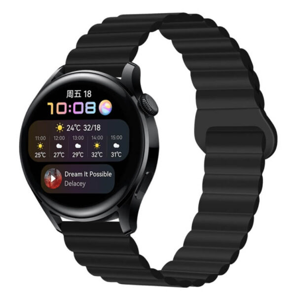 Λουράκι σιλικόνης Magnetic silicone rubber strap for 22mm μαύρο