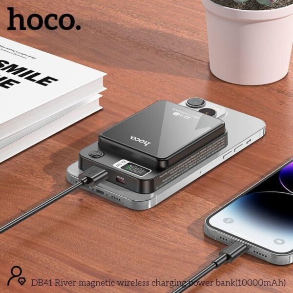 Power Bank Hoco DB41 Magnetic Wireless Charging Magsafe compatible PD20W - QI 15W 10000mAh μαύρο - Image 2