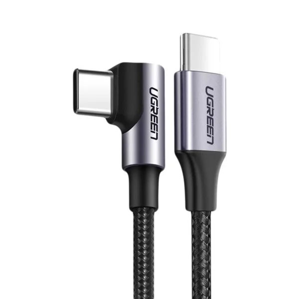 Καλώδιο φόρτισης Ugreen Angled Type C - Type C Cable Power Delivery Quick Charge 3A 1m black (50123 US255)