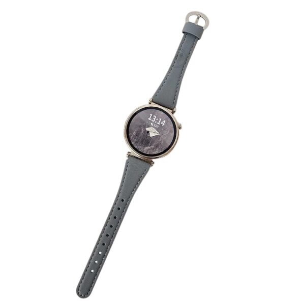 Λουράκι δερμάτινο Circle Pin Silver Buckle Leather Watch Band 18mm grey