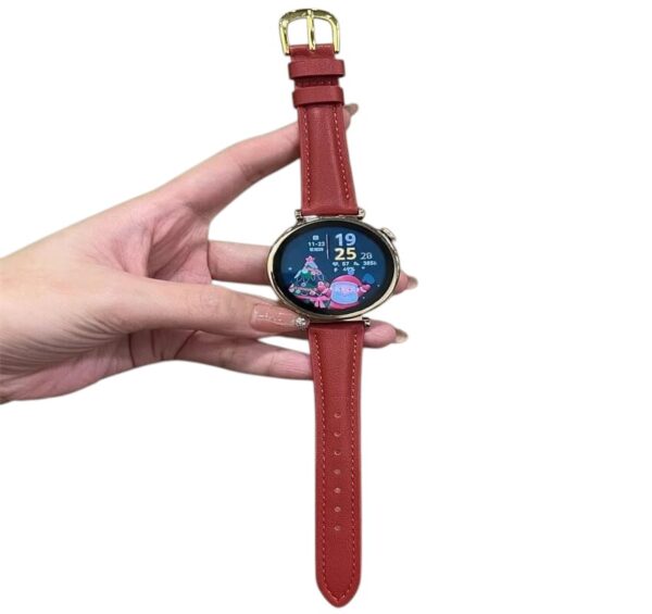 Λουράκι δερμάτινο Thread Pin Golden Buckle Leather Watch Band 18mm red