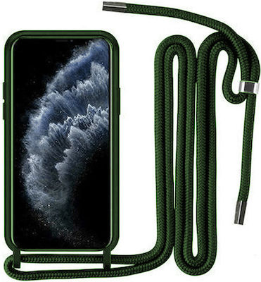 Θήκη Σιλικόνης με Κορδόνι Crossbody Back Cover Case Samsung Galaxy A55 πράσινο σκούρο