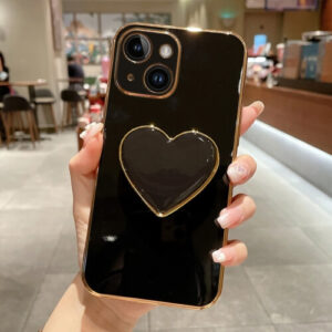 Θήκη Electroplating Love Heart Holder Case Apple iphone 13 black