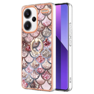 Θήκη Electroplating Marble IMD with Ring Case Xiaomi Redmi Note 13 Pro Plus 5G pink scales