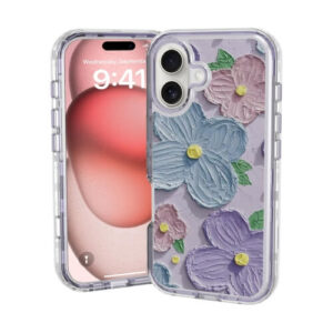 Θήκη Small Fresh Sticker Shockproof Case Apple iphone 16 purple flower