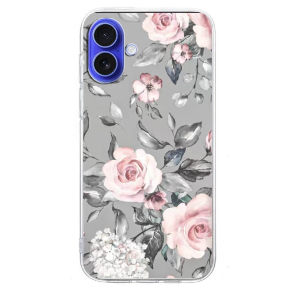 Θήκη Colorful Painting Pattern Back Cover Case Apple iphone 16 flowers on grey