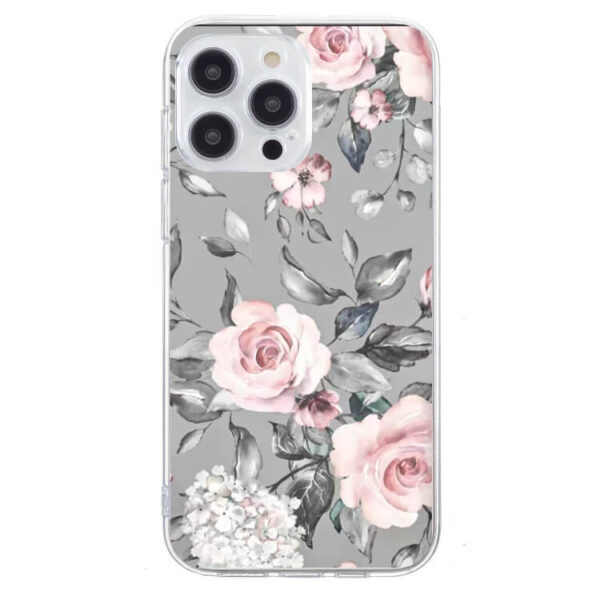 Θήκη Colorful Painting Pattern Case Apple iphone 15 Pro Max flowers on grey