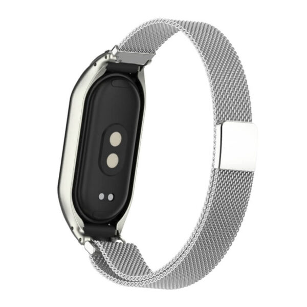Λουράκι μεταλλικό μαγνητικό με θήκη για Xiaomi Smart Band 8/8NFC ασημί - Image 3