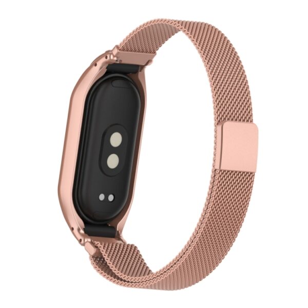 Λουράκι μεταλλικό μαγνητικό με θήκη για Xiaomi Smart Band 8/8NFC ροζ χρυσό - Image 3