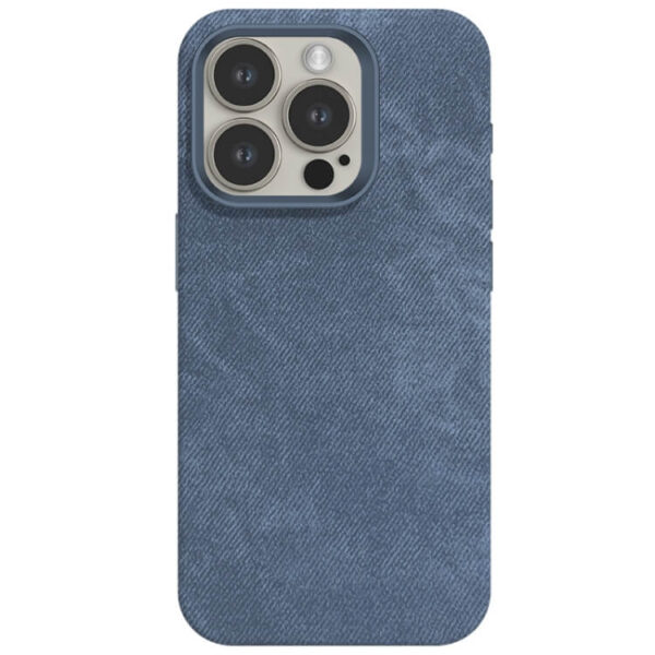 Θήκη Skin Feel Denim Leather MagSafe Case Cover Apple iphone 15 Pro μπλε - Image 2