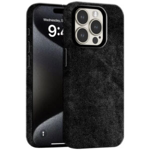 Θήκη Skin Feel Denim Leather MagSafe Case Cover Apple iphone 15 Pro μαύρο
