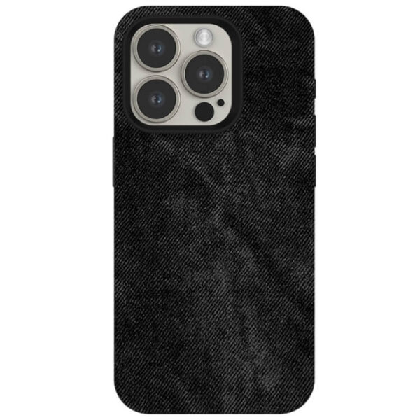 Θήκη Skin Feel Denim Leather MagSafe Case Cover Apple iphone 15 Pro μαύρο - Image 2