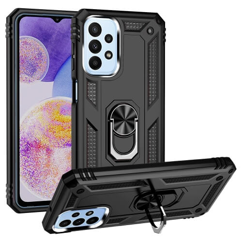 Θήκη Hybrid Shockproof Armor Case 360 Metal Rotating Ring-Car Holder Samsung Galaxy Α23 μαύρο