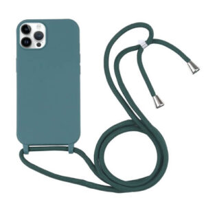 Θήκη Σιλικόνης με Κορδόνι Crossbody Back Cover Case Apple iphone 16 Pro Max πράσινο σκούρο