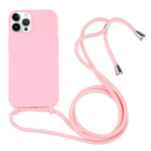 Θήκη Σιλικόνης με Κορδόνι Crossbody Back Cover Case Apple iphone 16 Pro Max ροζ