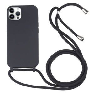 Θήκη Σιλικόνης με Κορδόνι Crossbody Back Cover Case Apple iphone 16 Pro Max μαύρο