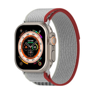 Λουράκι Nylon Apple Watch 1/2/3/4/5/6/7/8/9/10/SE/Ultra 1/2 (42/44/45/46/49MM) red/grey