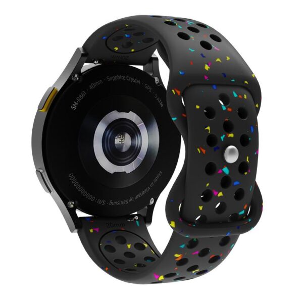 Λουράκι σιλικόνης Colorful Dots rubber strap for 20mm black - Image 2