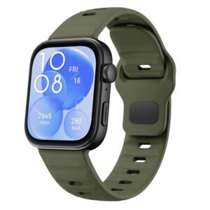 Λουράκι Wave Reverse Buckle Silicone Band Huawei Watch Fit 3 /4 /4 Pro army green