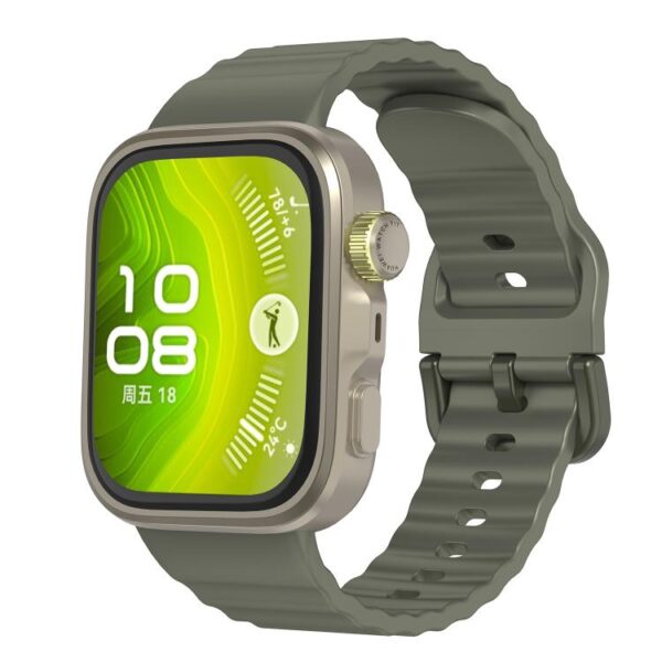 Λουράκι Wave Texture Solid Color Silicone Band Huawei Watch Fit 3 /4 /4 Pro army green