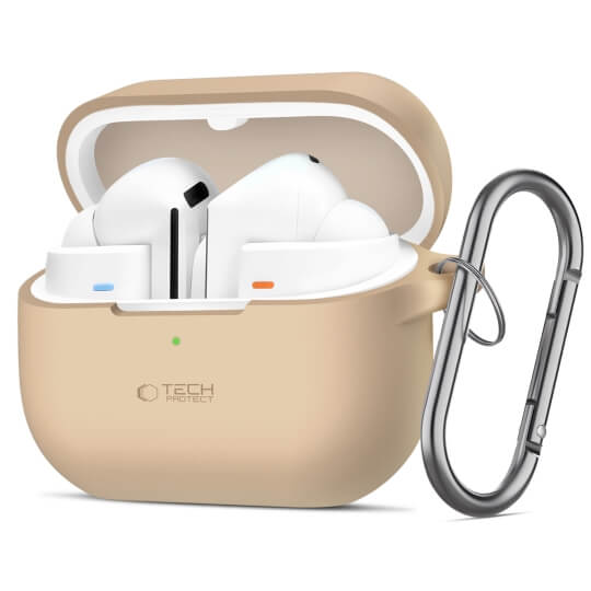 Θήκη σιλικόνης Tech-Protect Silicone Hook Samsung Galaxy Buds 3/3 FE/3 PRO caffe latte