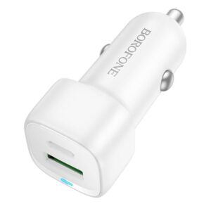 Φορτιστής αυτοκινήτου Borofone BZ34B QC3.0 USB 18W / USB Type C 20W Power Delivery Quick Charge 20W white