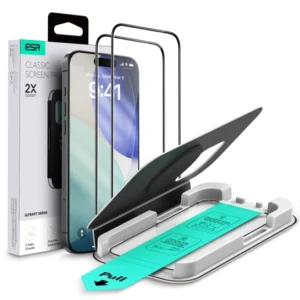 Τζάμι προστασίας ESR Ultrafit Tempered Glass (2-pack) Apple iPhone 16 Pro/17 black