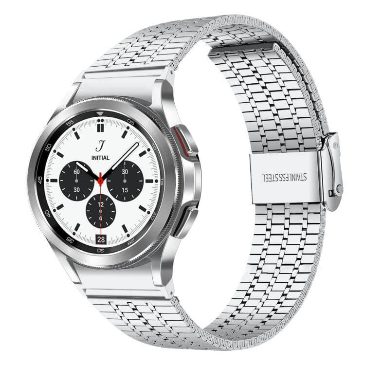 Λουράκι Seven Beads Buckle Stainless Steel Watch Band Samsung Galaxy Watch 4/5/5 PRO/6/7/FE (40/42/44/45/46/47 MM) silver