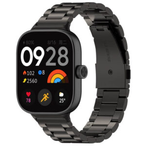 Λουράκι μεταλλικό Three Bead Stainless Steel Metal Watch Band Redmi Watch 4/5 – Xiaomi Mi Smart Band 8/9 Pro black